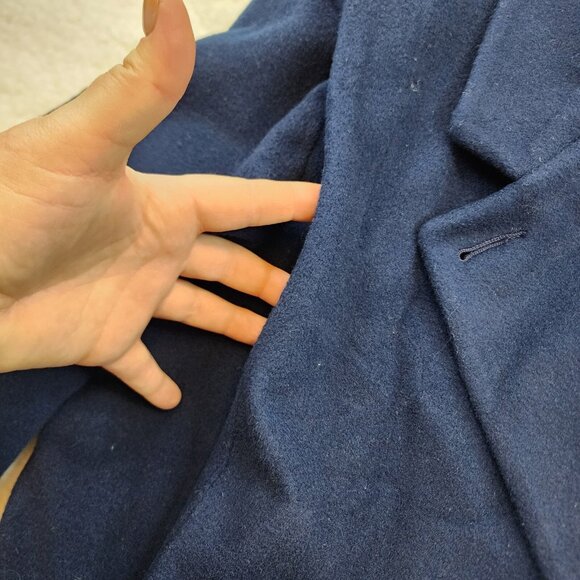 Vintage Central Park Trench Coat Lg Navy Blue Lined Longline Old Money Preppy - Picture 7 of 13